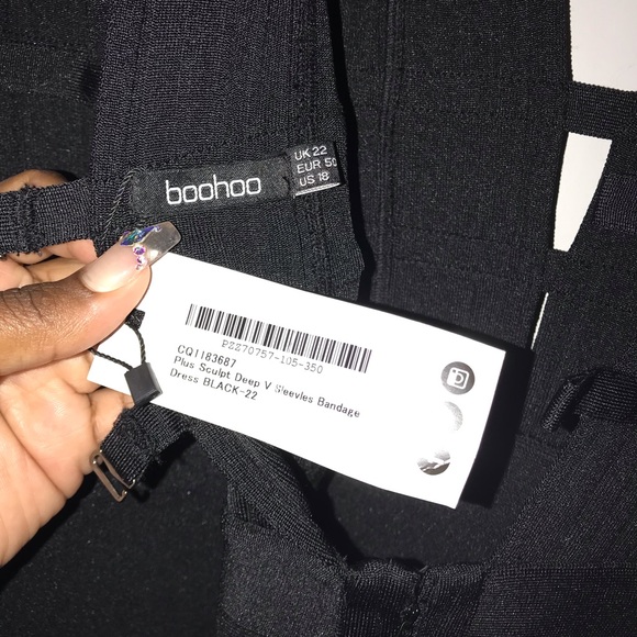 BooHoo Black Midi bandage dress size:22 - Picture 3 of 4